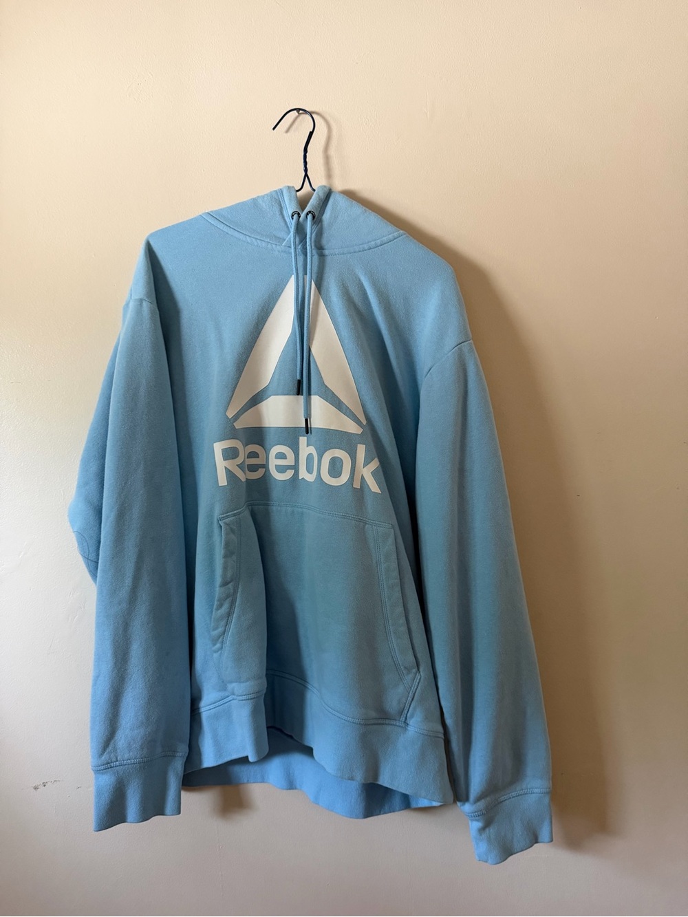 Reebok Light Blue Hoodie with White Logo